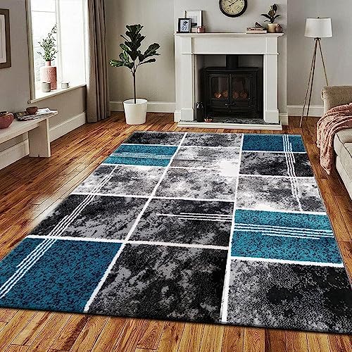 PHP Super Soft Rugs for Living Room Bedroom Rug - Thick Dense Pile Non Shed Fluffy Rug For Bedroom - Small Medium Large Carpet Area Rugs Kitchen Floor Mat (Teal, 120 x 170 cm (4ft x 5ft 8"))