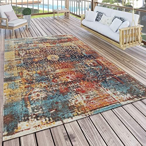 Paco Home Indoor & Outdoor Rug Modern Nomadic Design Terrace Rug Weatherproof Colourful, Size:240x340 cm