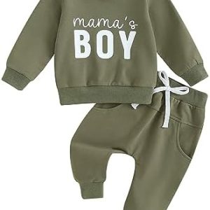 PanLidapan Newborn Toddler Baby Boy Fall Winter Outfit Clothes Mama’s Boy Sweatshirt Jumper Trouser with Pockets Sweatsuit