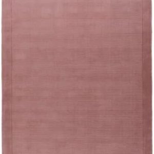 Pink Rug 100% Wool Thick Scandi Cosy Living Room Super Soft Blush Bordered Shaggy Fluffy Rugs for Hall, Dining Room, Bedroom Area Large 190cm x 280cm