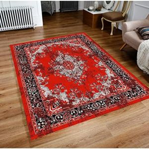 RUGSTORE AREA RUGS LIVING ROOM BEDROOM LARGE SMALL VINTAGE SOFT SHORT PILE BORDERED CLASSIC ORIENTAL DESIGN TRADITIONAL PERSIAN MOROCCAN BOHO CARPET (KASHAN RED, 160 X 230 CM)