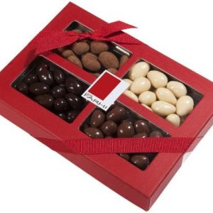 Rita Farhi Selection of Milk, Dark, White and Cinnamon Chocolate Covered Almonds in a Luxury Gift Box 390 g - Palm Oil Free