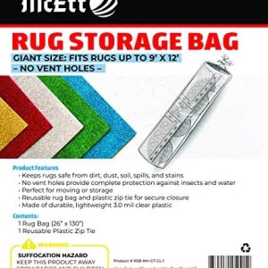 Rug Storage Bag and Zip Tie - No Vent Holes - Giant Size Fits Rugs up to 270 x 360cm - Protects Rolled Rugs for Moving or Storage