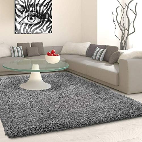 SHAGGY Rug Rugs Living Room Large Soft Touch 5cm Thick Pile Modern Bedroom Living Room Area Rugs Non Shed (Grey, 120cm x 170cm (4ft x 6ft))