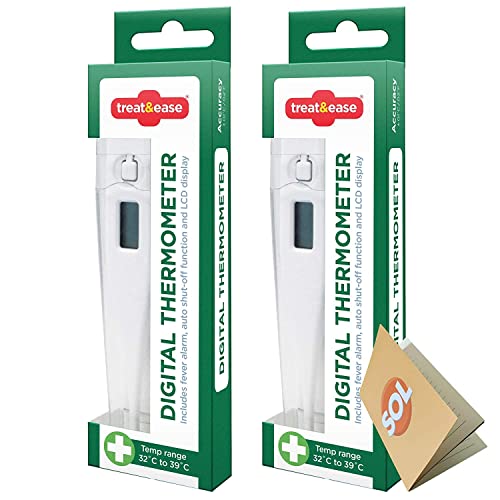 SOL 2pk Digital Thermometer for Adults, Children & Thermometer for Baby Temperature, Medical Thermometer, Oral Thermometer, Body Thermometer, Underarm Thermometer, Termometro Digital, Thermometter