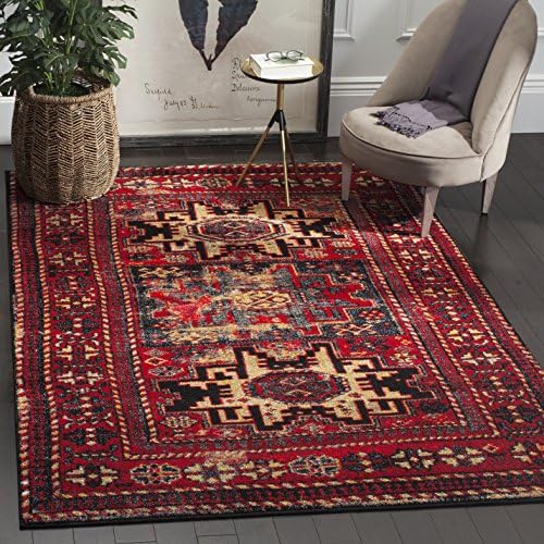 Safavieh Vintage Hamadan Collection VTH213A Traditional Oriental Antiqued Persian Area Rug, 3' Square, Red/Multi