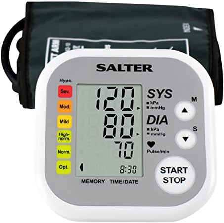 Salter BPA-9201-GB Automatic Arm Blood Pressure Monitor, 22-42 cm Cuff, Easy to Read Display, Heartbeat/Hypertension Indicator, 2 x 60 Memories, Average Results, Based on WHO Guidelines, Use at Home