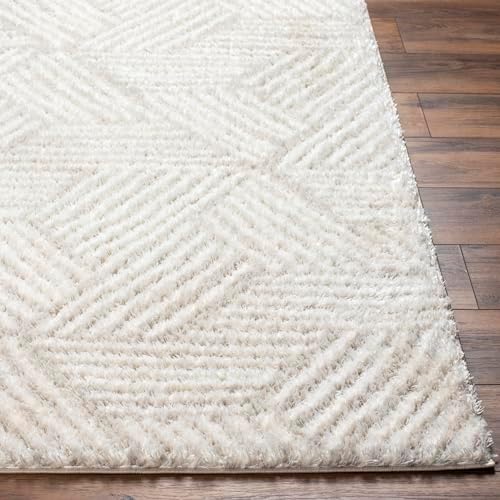 Surya Kapan - Modern Area Rugs Living Room, Soft Shaggy Rugs for Bedroom - Abstract Berber Fluffy Rug, Easy Care Plush Thick Pile - Large Rug 160x213cm Cream Rug