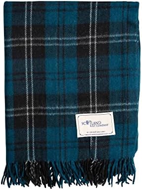 The Scotland Kilt Company Fringe Wool Scottish Tartan Knee Rug - Ramsay Blue - Warm Cosy Shawl Picnic Travel Blanket - 36 x 59”