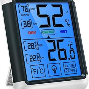 ThermoPro TP55 Digital Room Thermometer Temperature and Humidity Monitor with All Time or 24hrs Max and Min Records for Temperature and Humidity Baby Room Thermometer with Large Backlight Touchscreen