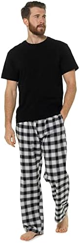 Thingimijigs Mens Cotton Jersey T-Shirt and Woven Checked Long Pants Pyamas Set
