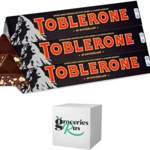 Toblerone Dark Chocolate Bar Swiss chocolate with honey and almond nougat 360g Pack of 3