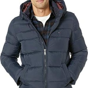 Tommy Hilfiger Men's Classic Hooded Puffer Jacket (Standard and Big & Tall) Down Alternative Outerwear Coat