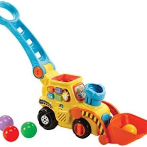 VTech POP and Drop Digger, Educational Push Along Digger for Toddler, Toy Gift for 12 Months to 2 3 Years Boys and Girls. English Version