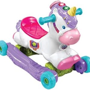 VTech Rock and Ride Unicorn Baby Ride On Toy, Interactive Baby Musical Toy with Learning and Sound Features, First Steps Walking Support for Babies & Toddlers from 18 Months