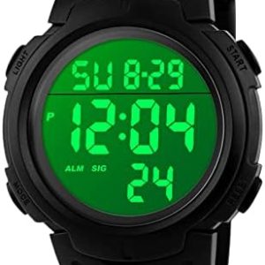 VenSten Mens Digital Sports Watch, Males Waterproof Electronic Military Army Watches Large Analogue Durable Wristwatch