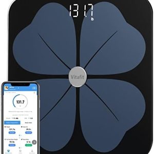 Vitafit Body Fat Scales, Smart Scales for Body Weight with BMI Digital Bathroom Weighing Scales, Body Composition Analyzer with Health Monitor sync Apps, st/lb/kg,Black