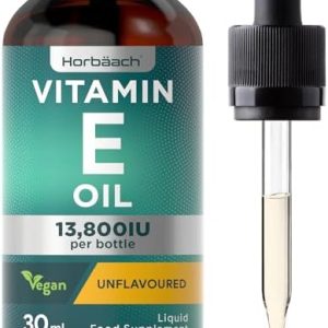 Vitamin E Oil Drops | 230iu | 30ml | 13,800iu per Bottle | Unflavoured | Vegan Liquid Supplement | by Horbaach