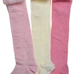 WB SOCKS 3 pack of Plain Pink & Cream Cotton Baby Tights - Multipack