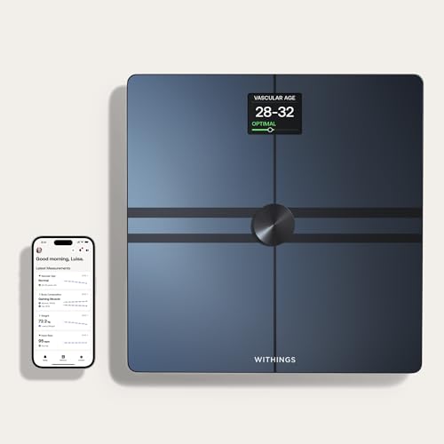 WITHINGS Body Comp - Scale for Body Weight and Complete Body Analysis, Wi-Fi & Bluetooth Scale with Color Screen, Digital Scale with Accurate Visceral Fat, Heart Heath - Compatible with Apple Health