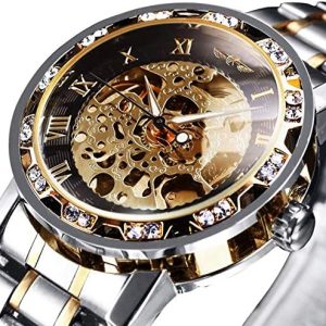 Watches, Men's Watches Mechanical Hand-Winding Skeleton Classic Fashion Stainless Steel Steampunk Dress Watch