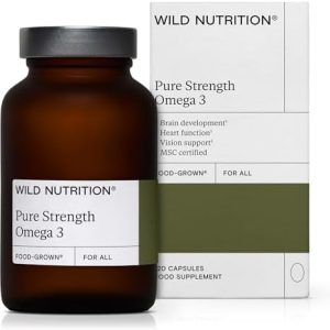 Wild Nutrition Pure Omega 3 Supplement | 250mg of DHA & EPA | Natural Cold Extracted Omega 3 Fish Oil | Omega 3 Fatty Acid Supplements | Sustainably Sourced Omega 3 250mg of DHA & EPA | 120 Capsules