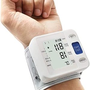 Wrist Accurate Automatic High Blood Pressure Monitors Portable LCD Screen with Storage Case and Adjustable Cuff Powered by Battery - White