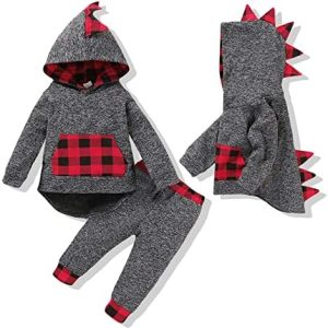 Xumplo Baby Boy Dinosaur Clothes Toddler Long Sleeve Hoodie Outfits Infant Top and Pants Set 0-4 Years