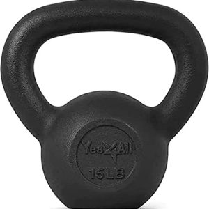 Yes4All 2-20kg Cast Iron Kettlebells, Kettlebell Weights Set, Black Kettle Bell