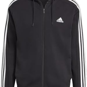 adidas Men's Essentials French Terry 3-stripes Full-zip Hoodie Sweatshirt (pack of 1)