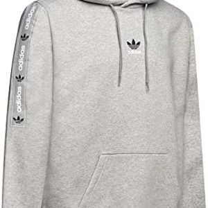 adidas Originals Hoody Mens Taped Hooded Sweatshirt Trefoil Logo Hoodie Grey HR8225 Size M