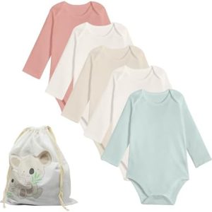 bistyle Baby Bodysuits Vests I Organic Cotton Bodysuit for Boys and Girls Newborn Pack of 5 I Infant Toddlers Bodysuit Onesies in Cloth Bag