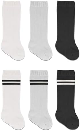 bistyle Baby Knee High Socks 3-6 Pairs | Newborn Infant Toddler Multicolor Cotton Socks | Anti-Allergic Baby Girls Boys Socks