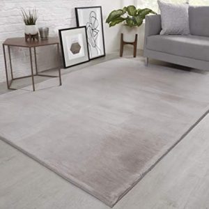 viceroy bedding NATURAL FAUX RABBIT Rug Ultra Soft Plush Extra Large Rugs Living Room Wool Shaggy Fluffy 26mm Thick Pile Height Modern Area Rugs - (Silver Light Grey, 160cm x 230cm (5.5ft x 7.5ft))