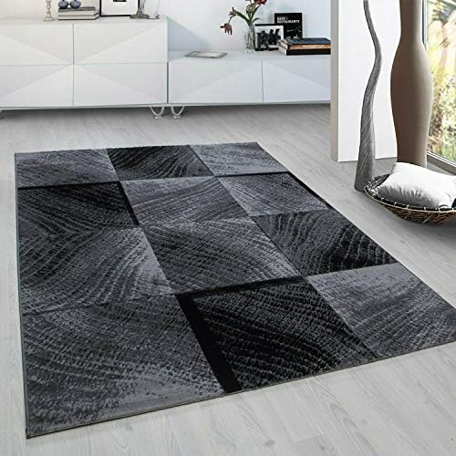 viceroy bedding Rug CHECK Modern Design Black Grey Charcoal Rugs Living Room Extra Large Size Soft Touch Short Pile Style Carpet Area Rugs Non Shedding (120cm x 170cm (4ft x 6ft))