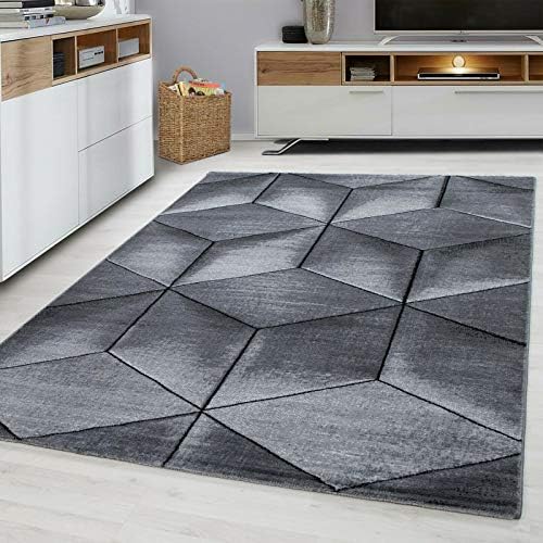 viceroy bedding Rug CUBIC Modern Design Black Grey Charcoal Rugs Living Room Extra Large Size Soft Touch Short Pile Style Carpet Area Rugs Non Shedding (120cm x 170cm (4ft x 6ft))