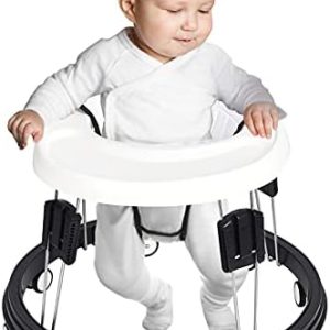 wwuiuiww Foldable Walker, Old-School Walker in Round Shape, Suitable for Any Terrain, for Babies, White (6-18 Months)