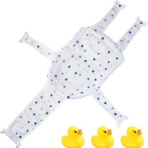 1 Piece Baby Bathtub Net, 3 Toy Ducks, Baby Bathtub Bracket, Foldable Bathtub Net Frame, Cross-Shaped Bath Mat Bathroom Accessories, Newborn Bath Accessories, Non-Slip Shower Net Bag