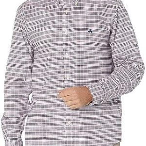 Brooks Brothers Men's Non-Iron Stretch Oxford Sport Shirt Long Sleeve Mini Check