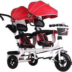 3-in-1 Removable Push Handle Kids Trike with Rotatable Seat, Folding Canopy, and Safety Harness for Toddlers Age 2-5 - very good Twins Item Gift (Color : Red)