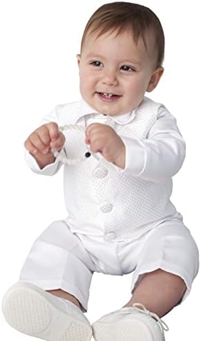 4 Piece Leo Christening Suit in White