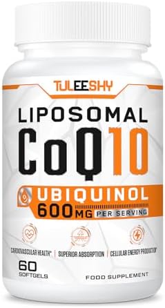 600mg High Potency Ubiquinol CoQ10 with Liposomal Absorption - Powerful Active Antioxidant Form of Coenzyme Q10-60 Easy-Swallow Softgels (Pack of 1)