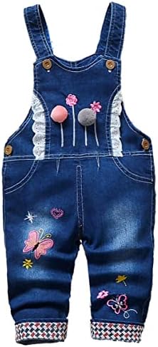 AOOPOO Jumpsuit Toddler Baby Dungarees Denim Jeans Bib Overalls Roll Up Jumpsuit Children 3D Cute Cartoon Bear Pattern Denim Knitted Jean Dungarees for Baby Boys Girls Overall