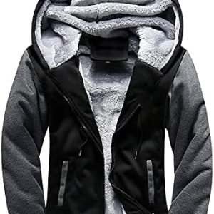AOTORR Men's Hoodies Full Zip Fleece Jacket Coat Winter Warm Oversized Zip Up Hooded Top with Pockets