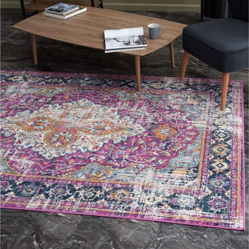 AREA RUGS LIVING ROOM BEDROOM LARGE SMALL VINTAGE SOFT SHORT PILE BORDERED CLASSIC ORIENTAL DESIGN TRADITIONAL PERSIAN MOROCCAN BOHO CARPET - MEDIUM 120X170 CM, PURPLE VINTAGE DESIGN