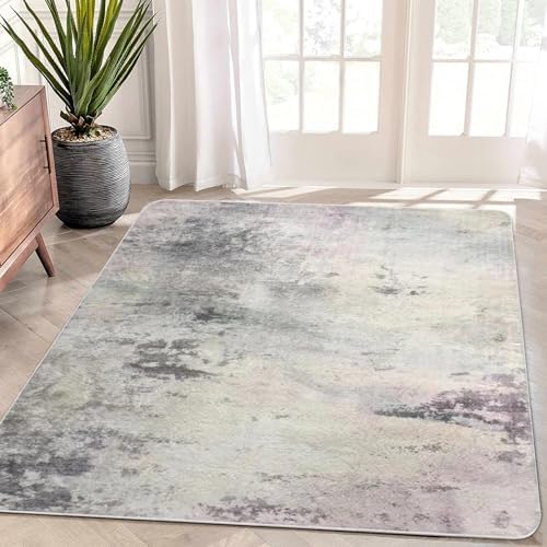 ASIinnsy Area Rugs Abstract Rug Modern Rugs Living Room Soft Short Pile Large Rug for Living Room Bedroom Dining Room Home Decor Non-Slip Floor Carpet Mat Cream (Grey/Multi, 80 x 120 cm)