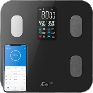 Active Era® Bluetooth Bathroom Scales - Smart Digital Body Weight Scales, 16 High Precision Measurements - Micro USB Charged - Free Smartphone App, Compatible with Fitbit & Apple Health (Black)