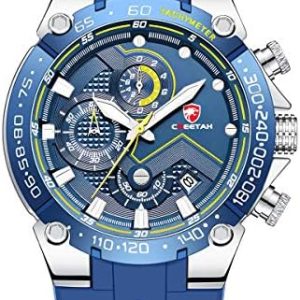 Affute Mens Watches Sports Waterproof Chronograph Watch with Silicone Strap, Date, Luminous Quartz Wristwatch