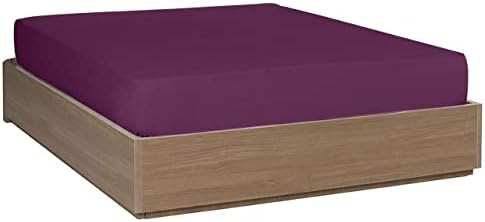 Allure Bedding 16 Inches 40 CM Extra Deep Fitted Sheets Poly cotton Plain and Soft Comfortable Easy Care Machine Washable Percale Single Double King Super King Bed Sheet (Double, Purple/Plum)