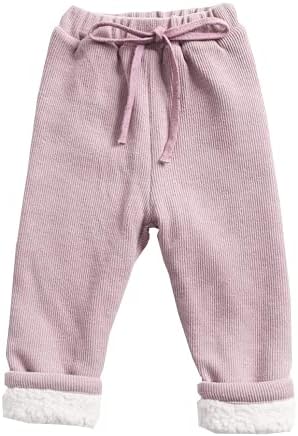 Alunsito Little Baby Girl Boy Winter Warm High Waist Sweatpants Toddler Cotton Drawstring Pants Fleece Lined Corduroy Trousers